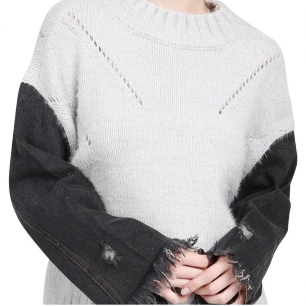 POL Denim Sleeve Sweater